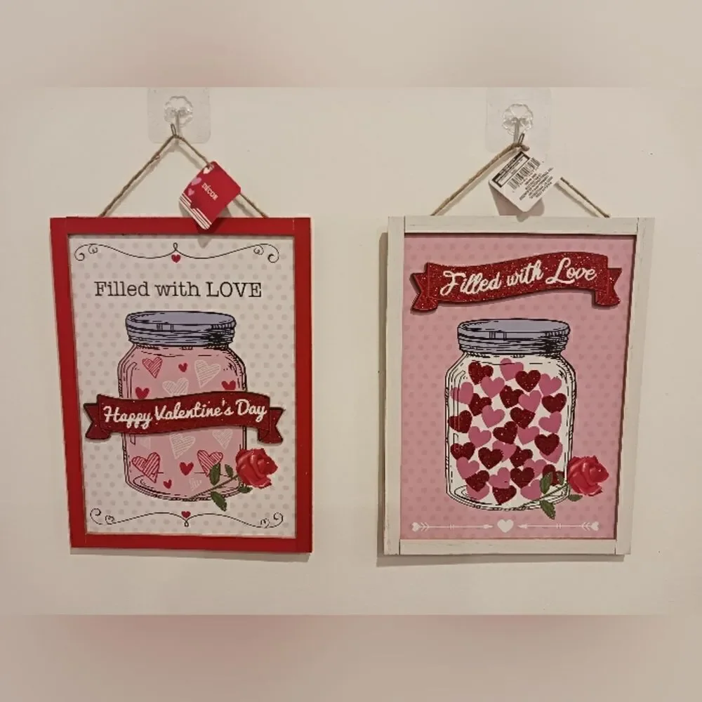 3 for $26 - Valentine’s Day Filled with Love Hanging Signs Decor - Set of 2